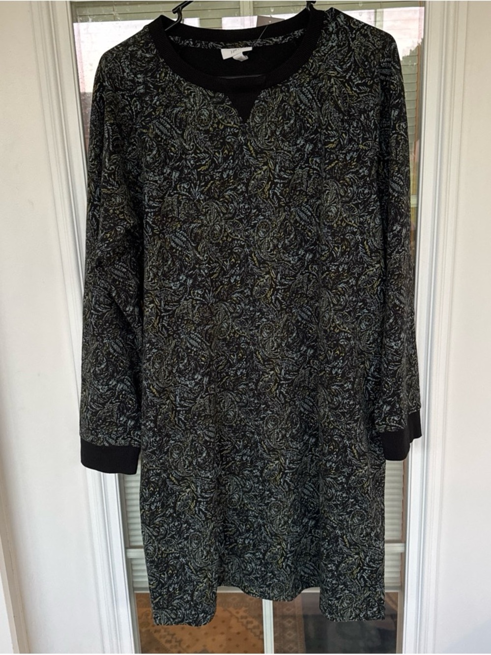 J.Jill Long Sleeve Floral Knit Dress in Black